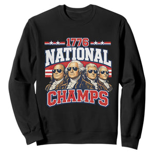 1776 National Champs Founding Fathers Graphic Sweatshirt Funny George Washington and Presidents Sunglasses Sports Style Patriotic TS02 Black Print Your Wear