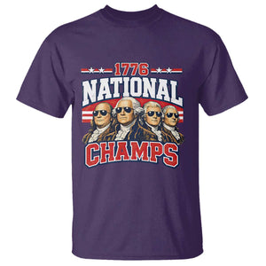 1776 National Champs Founding Fathers Graphic T Shirt Funny George Washington and Presidents Sunglasses Sports Style Patriotic TS02 Purple Print Your Wear