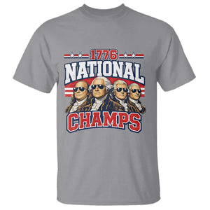 1776 National Champs Founding Fathers Graphic T Shirt Funny George Washington and Presidents Sunglasses Sports Style Patriotic TS02 Sport Gray Print Your Wear
