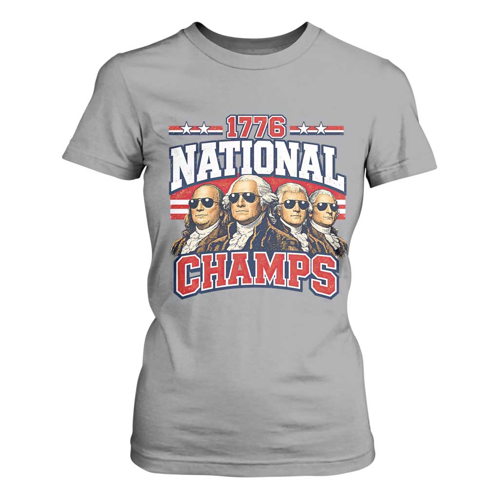 1776 National Champs Founding Fathers Graphic T Shirt For Women Funny George Washington and Presidents Sunglasses Sports Style Patriotic TS02 Sport Gray Print Your Wear