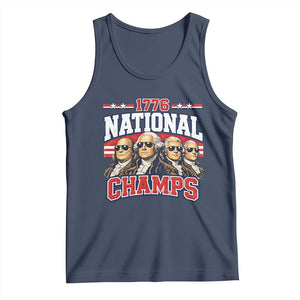 1776 National Champs Founding Fathers Graphic Tank Top Funny George Washington and Presidents Sunglasses Sports Style Patriotic TS02 Navy Print Your Wear