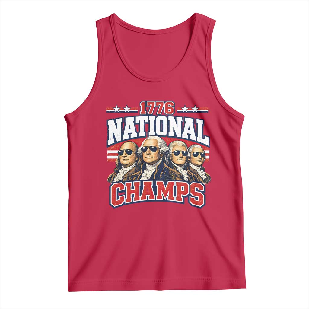 1776 National Champs Founding Fathers Graphic Tank Top Funny George Washington and Presidents Sunglasses Sports Style Patriotic TS02 Red Print Your Wear