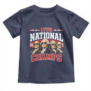 1776 National Champs Founding Fathers Graphic Toddler T Shirt Funny George Washington and Presidents Sunglasses Sports Style Patriotic TS02 Navy Print Your Wear