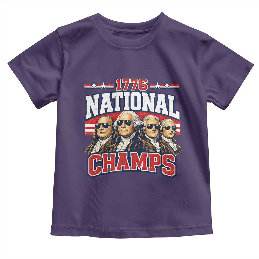 1776 National Champs Founding Fathers Graphic Toddler T Shirt Funny George Washington and Presidents Sunglasses Sports Style Patriotic TS02 Purple Print Your Wear