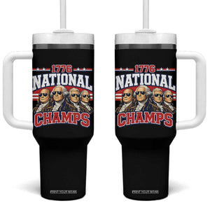 1776 National Champs Founding Fathers Graphic Tumbler With Handle Funny George Washington and Presidents Sunglasses Sports Style Patriotic TS02 One Size: 40 oz Black Print Your Wear