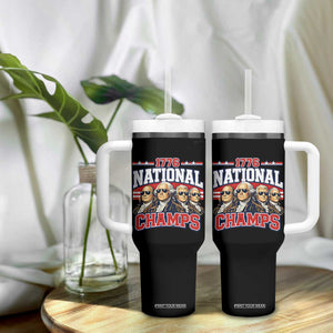 1776 National Champs Founding Fathers Graphic Tumbler With Handle Funny George Washington and Presidents Sunglasses Sports Style Patriotic TS02 Print Your Wear