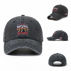 1776 National Champs Founding Fathers Graphic Washed Cotton Baseball Cap Funny George Washington and Presidents Sunglasses Sports Style Patriotic TS02 Washed Cap Universal Fit Dark Gray Print Your Wear