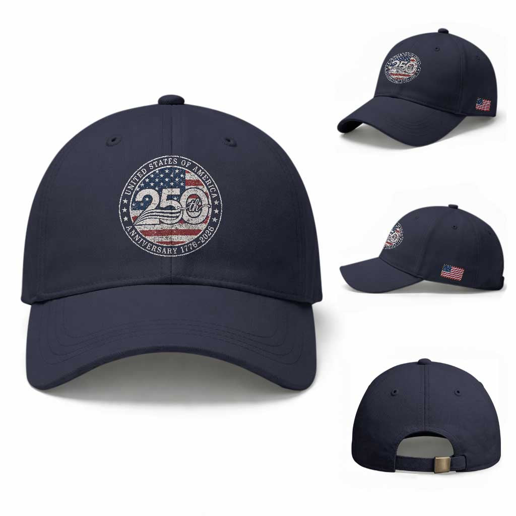 United States of America 250th Anniversary Vintage Seal Baseball Cap Distressed American Flag 1776 to 2026 Semiquincentennial Patriotic TS02 Baseball Cap Universal Fit Navy Print Your Wear