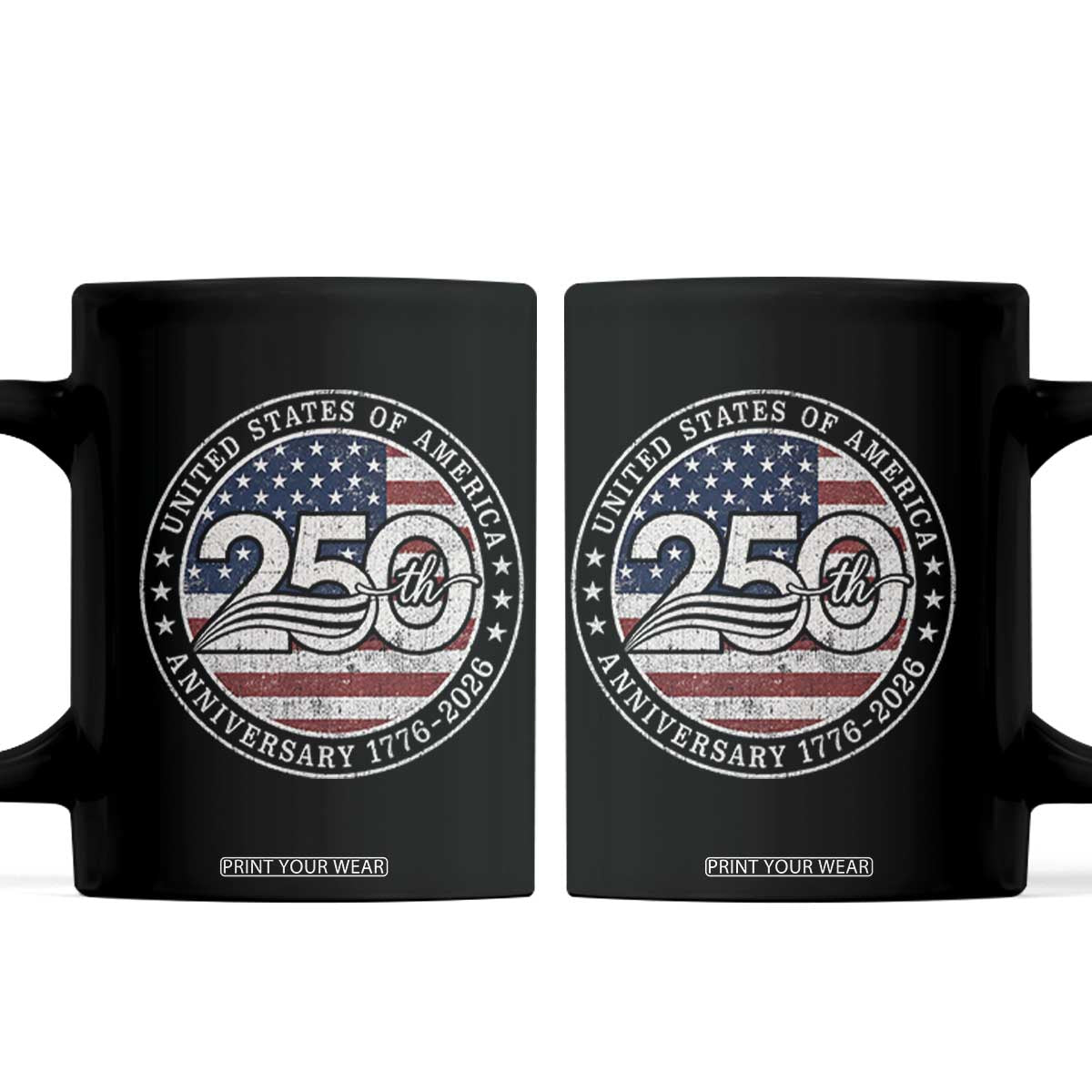 United States of America 250th Anniversary Vintage Seal Coffee Mug Distressed American Flag 1776 to 2026 Semiquincentennial Patriotic