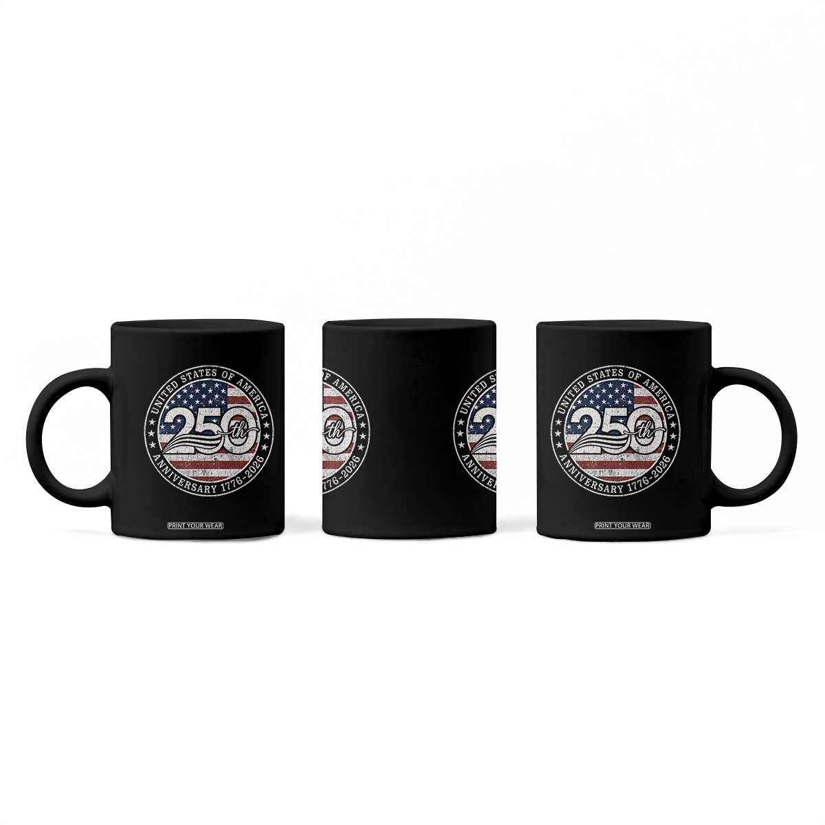 United States of America 250th Anniversary Vintage Seal Coffee Mug Distressed American Flag 1776 to 2026 Semiquincentennial Patriotic TS02 Print Your Wear