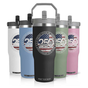 United States of America 250th Anniversary Vintage Seal Flip Straw Tumbler Distressed American Flag 1776 to 2026 Semiquincentennial Patriotic TS02 Print Your Wear