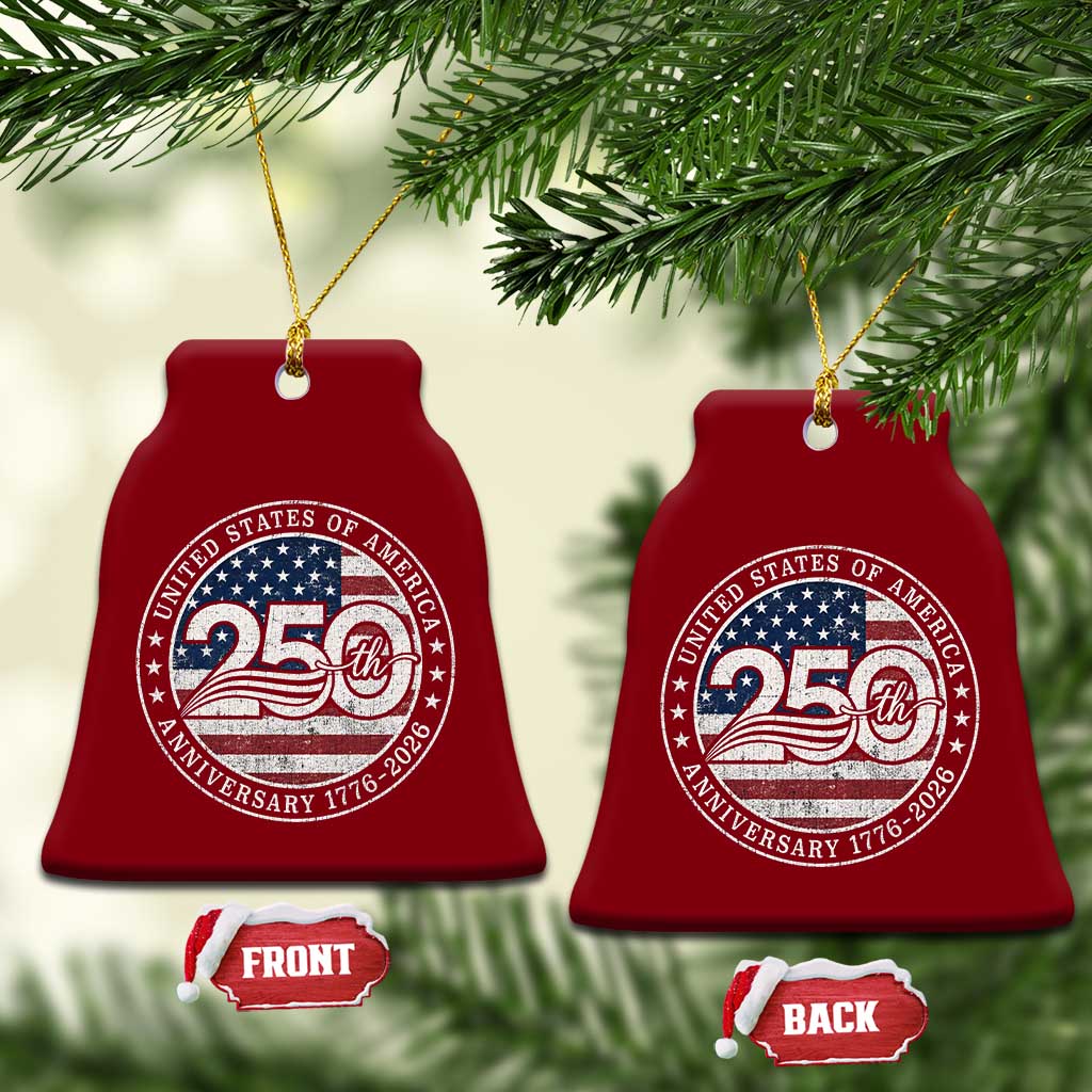 United States of America 250th Anniversary Vintage Seal Ceramic Ornament Distressed American Flag 1776 to 2026 Semiquincentennial Patriotic TS02 Print Your Wear