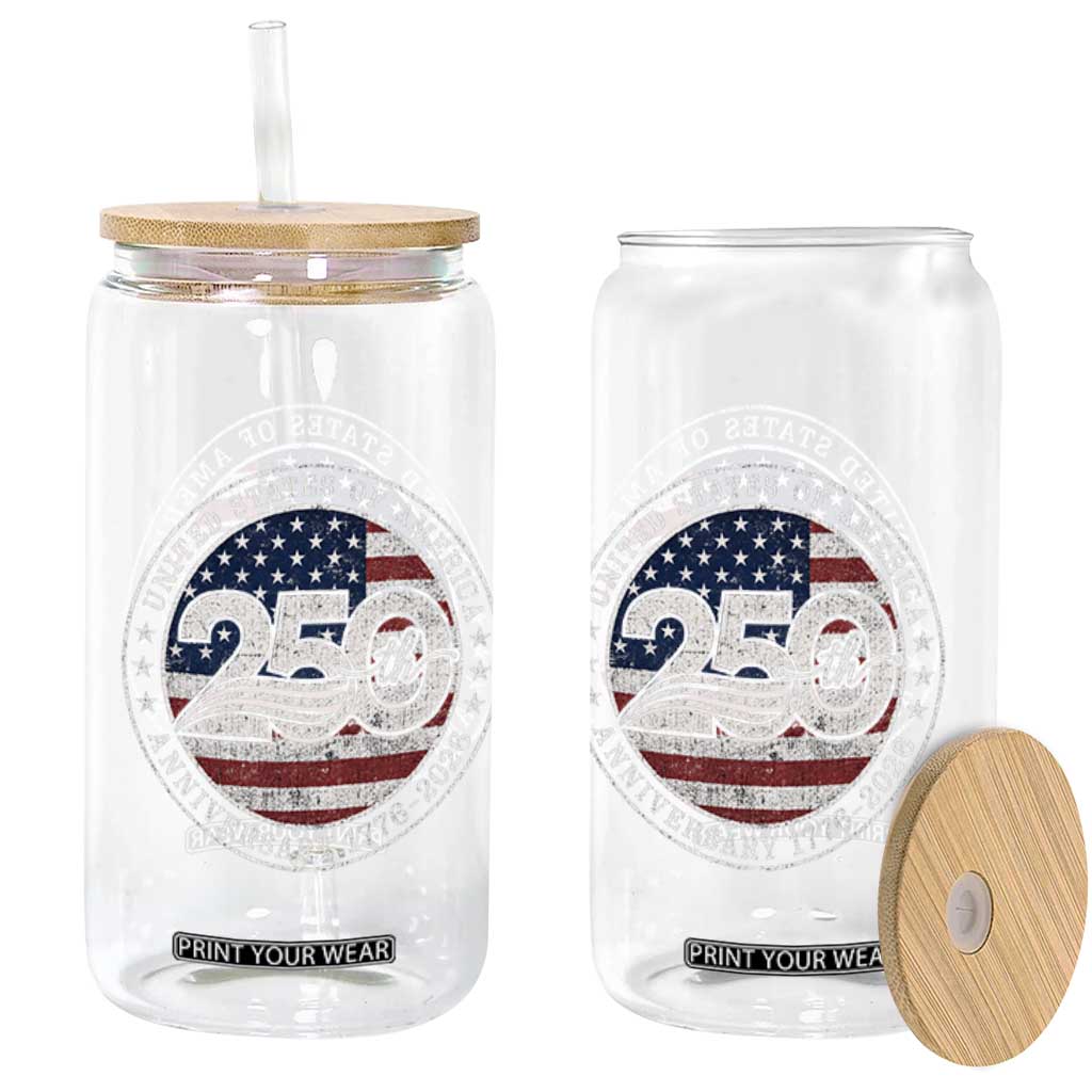 United States of America 250th Anniversary Vintage Seal Glass Can Distressed American Flag 1776 to 2026 Semiquincentennial Patriotic TS02 Print Your Wear