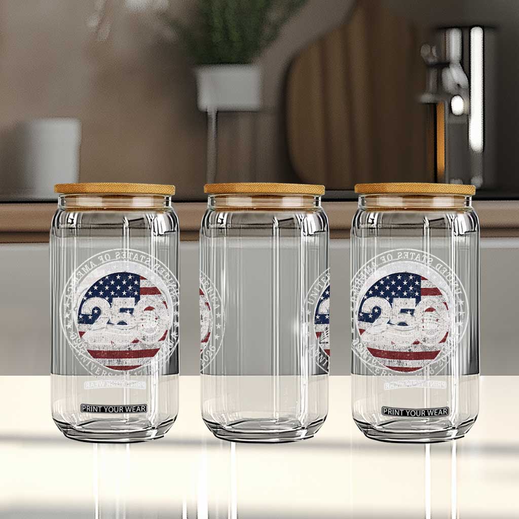 United States of America 250th Anniversary Vintage Seal Glass Can Distressed American Flag 1776 to 2026 Semiquincentennial Patriotic TS02 Print Your Wear