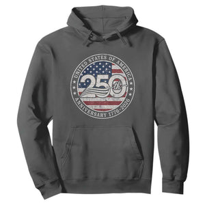United States of America 250th Anniversary Vintage Seal Hoodie Distressed American Flag 1776 to 2026 Semiquincentennial Patriotic TS02 Dark Heather Print Your Wear