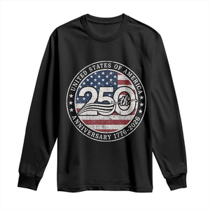 United States of America 250th Anniversary Vintage Seal Long Sleeve Shirt Distressed American Flag 1776 to 2026 Semiquincentennial Patriotic TS02 Black Print Your Wear