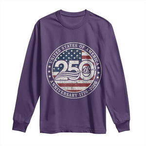 United States of America 250th Anniversary Vintage Seal Long Sleeve Shirt Distressed American Flag 1776 to 2026 Semiquincentennial Patriotic TS02 Purple Print Your Wear
