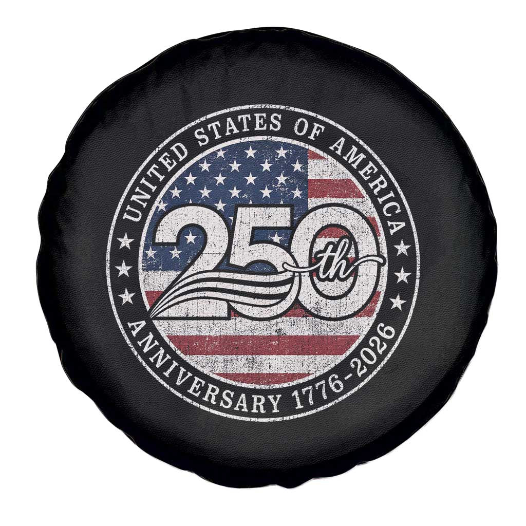 United States of America 250th Anniversary Vintage Seal Spare Tire Cover Distressed American Flag 1776 to 2026 Semiquincentennial Patriotic