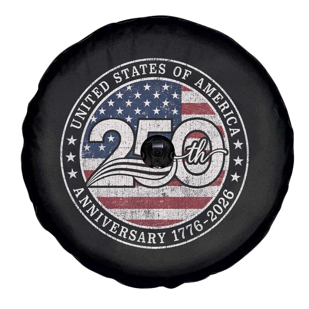 United States of America 250th Anniversary Vintage Seal Spare Tire Cover Distressed American Flag 1776 to 2026 Semiquincentennial Patriotic
