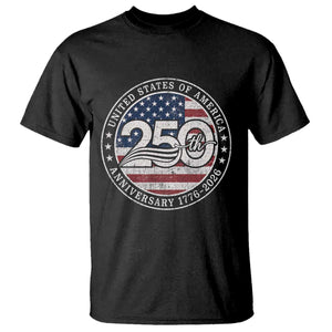 United States of America 250th Anniversary Vintage Seal T Shirt Distressed American Flag 1776 to 2026 Semiquincentennial Patriotic TS02 Black Print Your Wear