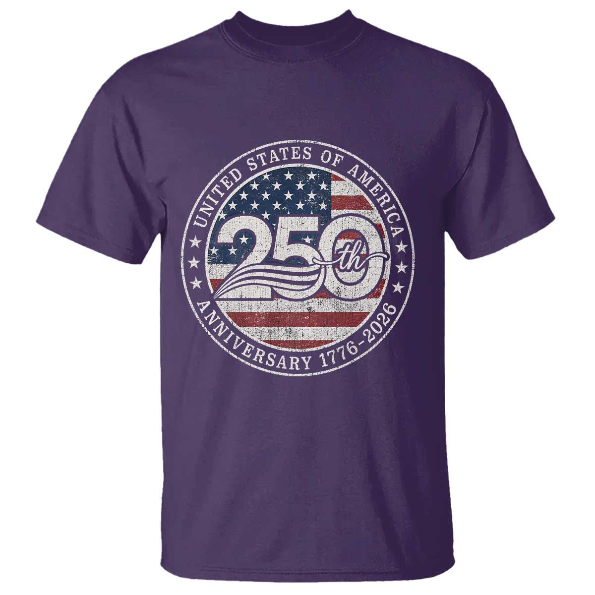 United States of America 250th Anniversary Vintage Seal T Shirt Distressed American Flag 1776 to 2026 Semiquincentennial Patriotic TS02 Purple Print Your Wear
