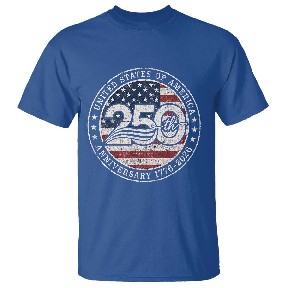 United States of America 250th Anniversary Vintage Seal T Shirt Distressed American Flag 1776 to 2026 Semiquincentennial Patriotic TS02 Royal Blue Print Your Wear
