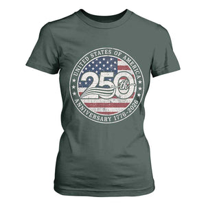 United States of America 250th Anniversary Vintage Seal T Shirt For Women Distressed American Flag 1776 to 2026 Semiquincentennial Patriotic TS02 Dark Forest Green Print Your Wear