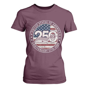 United States of America 250th Anniversary Vintage Seal T Shirt For Women Distressed American Flag 1776 to 2026 Semiquincentennial Patriotic TS02 Maroon Print Your Wear