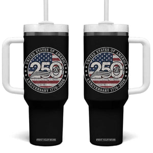United States of America 250th Anniversary Vintage Seal Tumbler With Handle Distressed American Flag 1776 to 2026 Semiquincentennial Patriotic TS02 One Size: 40 oz Black Print Your Wear