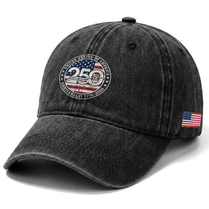 United States of America 250th Anniversary Vintage Seal Washed Cotton Baseball Cap Distressed American Flag 1776 to 2026 Semiquincentennial Patriotic TS02 Print Your Wear