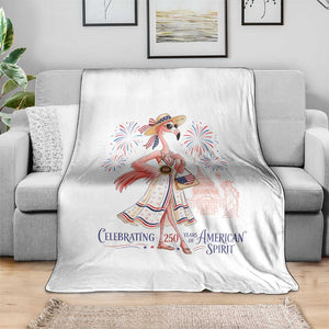Celebrating 250 Years of American Spirit Flamingo Throw Blanket Cute Patriotic Tropical Bird Summer Landmarks Fireworks TS02 Print Your Wear