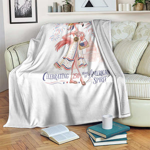 Celebrating 250 Years of American Spirit Flamingo Throw Blanket Cute Patriotic Tropical Bird Summer Landmarks Fireworks TS02 Print Your Wear