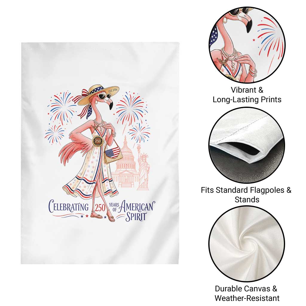 Celebrating 250 Years of American Spirit Flamingo Garden Flag Cute Patriotic Tropical Bird Summer Landmarks Fireworks TS02 Print Your Wear
