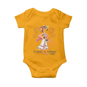 Celebrating 250 Years of American Spirit Flamingo Baby Onesie Cute Patriotic Tropical Bird Summer Landmarks Fireworks TS02 Gold Print Your Wear