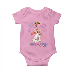 Celebrating 250 Years of American Spirit Flamingo Baby Onesie Cute Patriotic Tropical Bird Summer Landmarks Fireworks TS02 Light Pink Print Your Wear