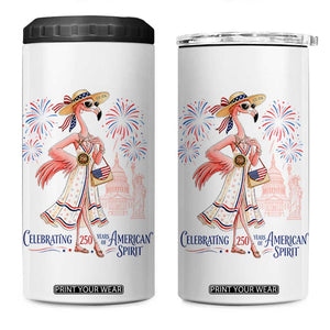 Celebrating 250 Years of American Spirit Flamingo 4 in 1 Can Cooler Tumbler Cute Patriotic Tropical Bird Summer Landmarks Fireworks TS02 One Size: 16 oz White Print Your Wear