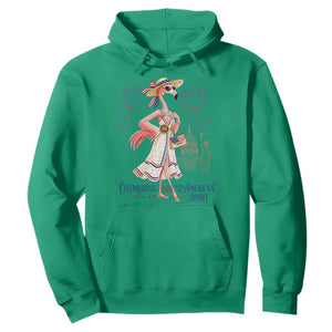Celebrating 250 Years of American Spirit Flamingo Hoodie Cute Patriotic Tropical Bird Summer Landmarks Fireworks TS02 Irish Green Print Your Wear