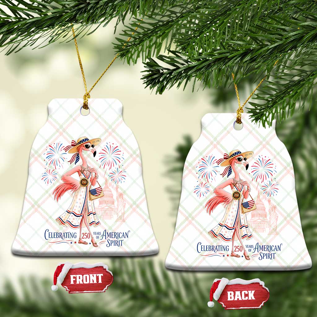 Celebrating 250 Years of American Spirit Flamingo Ceramic Ornament Cute Patriotic Tropical Bird Summer Landmarks Fireworks TS02 Print Your Wear