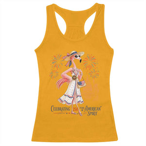 Celebrating 250 Years of American Spirit Flamingo Racerback Tank Top Cute Patriotic Tropical Bird Summer Landmarks Fireworks TS02 Gold Print Your Wear