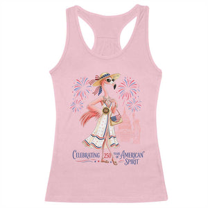 Celebrating 250 Years of American Spirit Flamingo Racerback Tank Top Cute Patriotic Tropical Bird Summer Landmarks Fireworks TS02 Light Pink Print Your Wear