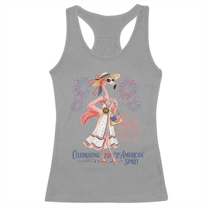 Celebrating 250 Years of American Spirit Flamingo Racerback Tank Top Cute Patriotic Tropical Bird Summer Landmarks Fireworks TS02 Sport Gray Print Your Wear