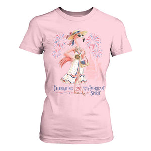 Celebrating 250 Years of American Spirit Flamingo T Shirt For Women Cute Patriotic Tropical Bird Summer Landmarks Fireworks TS02 Light Pink Print Your Wear