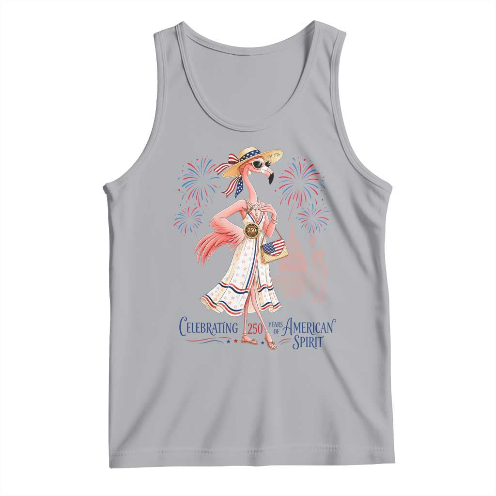 Celebrating 250 Years of American Spirit Flamingo Tank Top Cute Patriotic Tropical Bird Summer Landmarks Fireworks TS02 Athletic Heather Print Your Wear