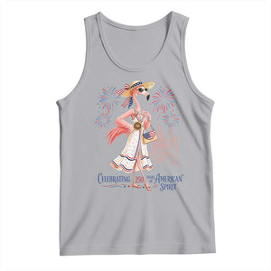 Celebrating 250 Years of American Spirit Flamingo Tank Top Cute Patriotic Tropical Bird Summer Landmarks Fireworks TS02 Athletic Heather Print Your Wear