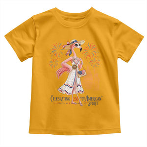 Celebrating 250 Years of American Spirit Flamingo Toddler T Shirt Cute Patriotic Tropical Bird Summer Landmarks Fireworks TS02 Gold Print Your Wear