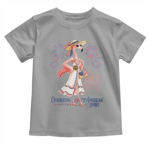 Celebrating 250 Years of American Spirit Flamingo Toddler T Shirt Cute Patriotic Tropical Bird Summer Landmarks Fireworks TS02 Sport Gray Print Your Wear