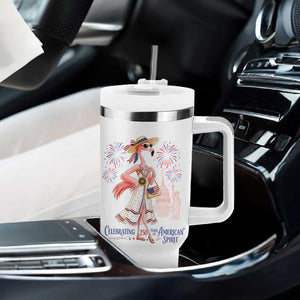 Celebrating 250 Years of American Spirit Flamingo Tumbler With Handle Cute Patriotic Tropical Bird Summer Landmarks Fireworks TS02 Print Your Wear
