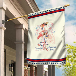 Celebrating 250 Years of American Spirit Flamingo Patriotic Garden Flag Cute Tropical Bird Summer Landmarks Fireworks