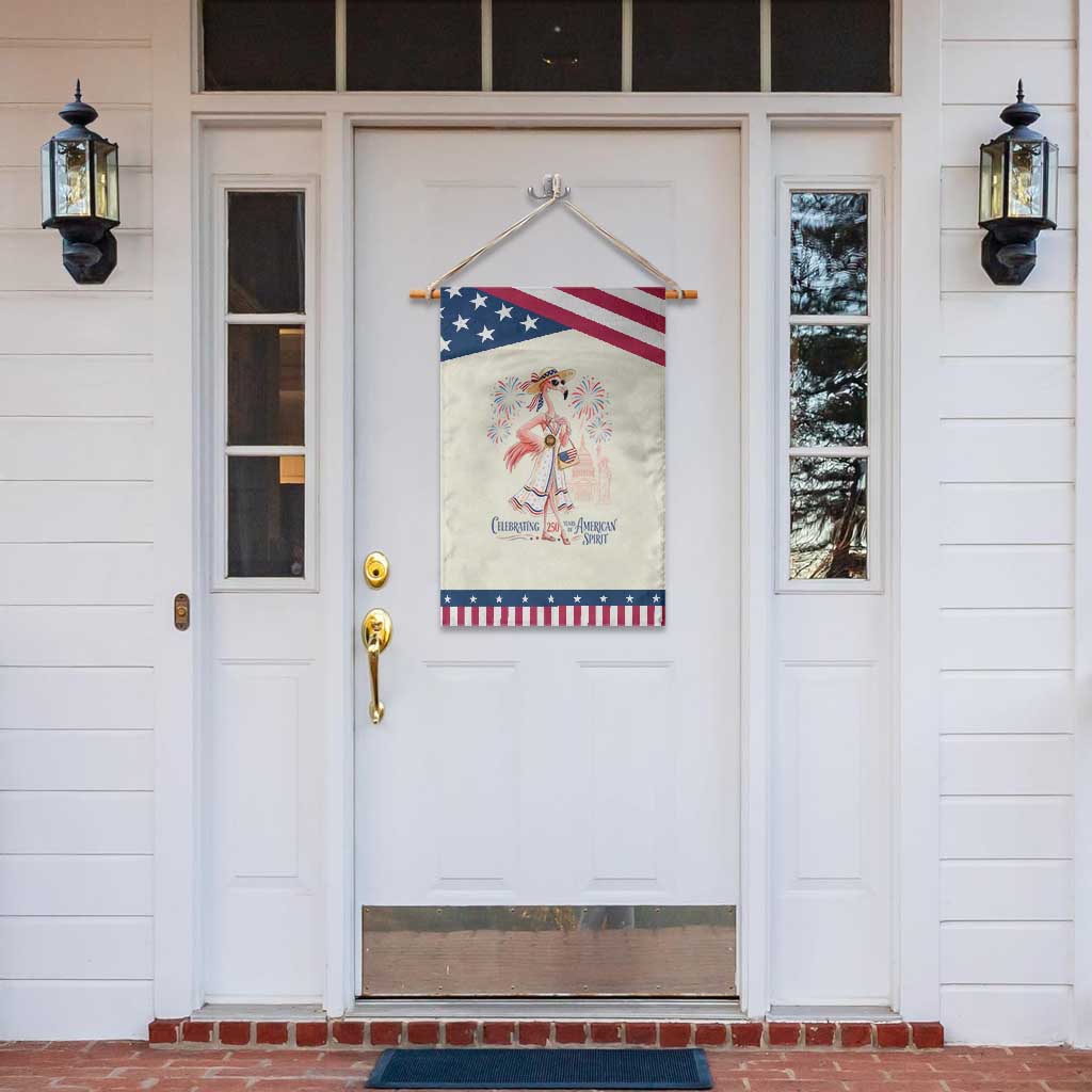 Celebrating 250 Years of American Spirit Flamingo Patriotic Garden Flag Cute Tropical Bird Summer Landmarks Fireworks