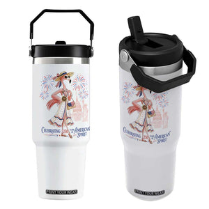 Celebrating 250 Years of American Spirit Flamingo Flip Straw Tumbler Cute Patriotic Tropical Bird Summer Landmarks Fireworks TS02 One Size: 30 oz White Print Your Wear